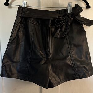 Mustard Seed Black High Waist Leather Shorts